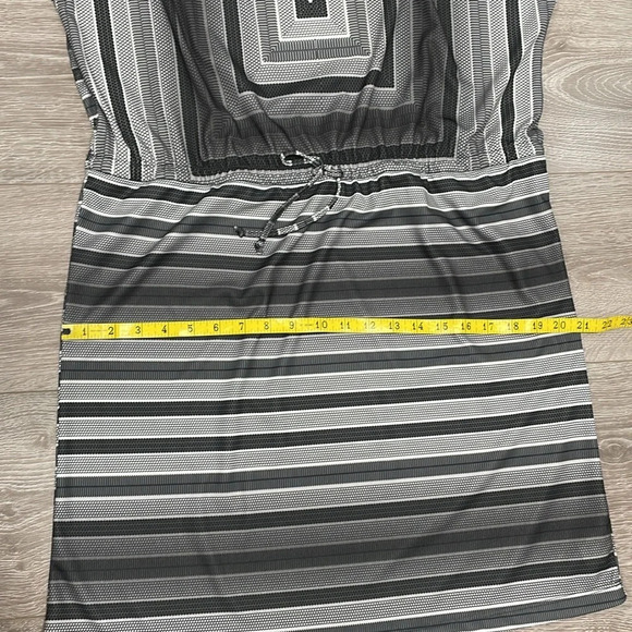 Prana Lindy Dress Black and White Pullover Drawstring Waist M - Picture 12 of 16